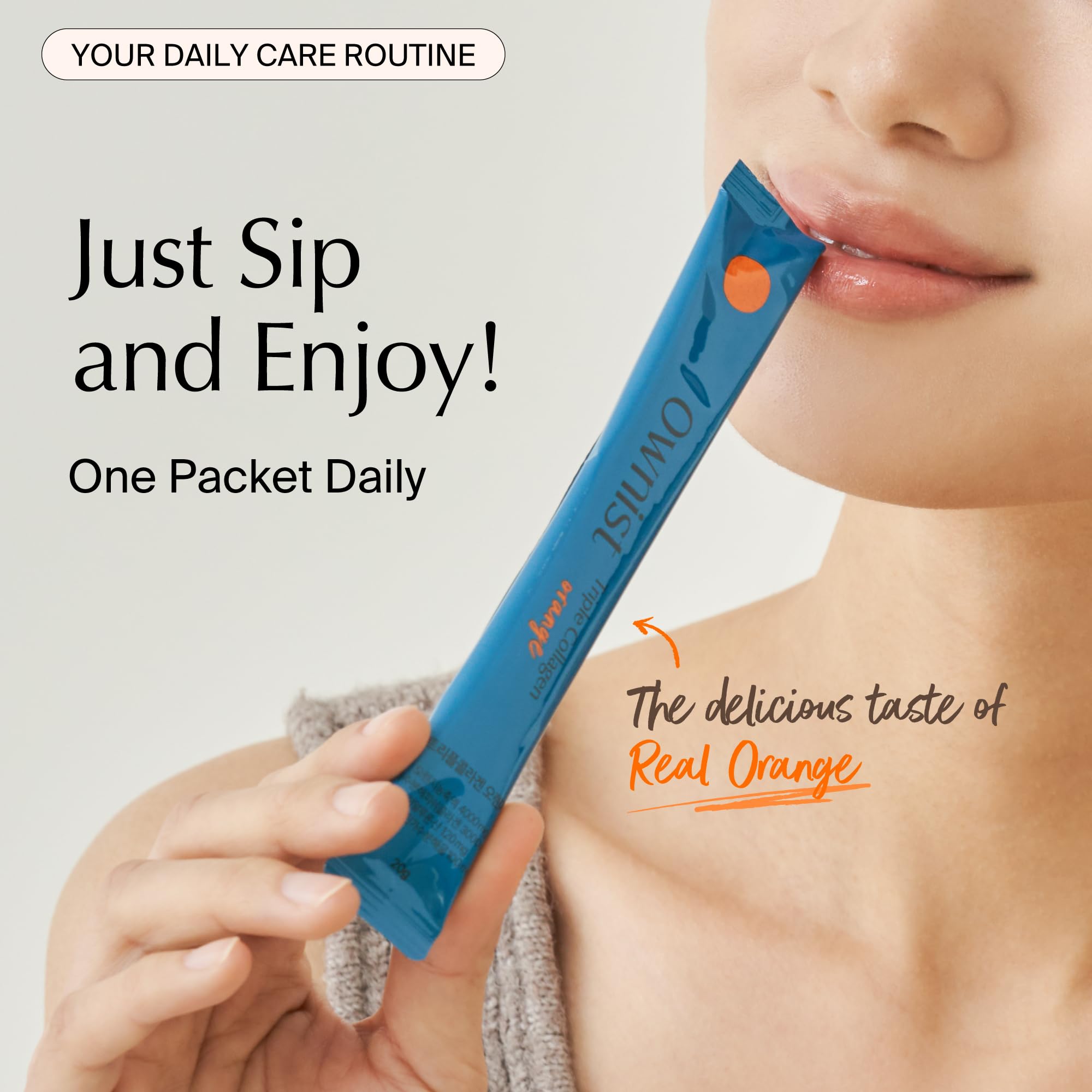 Ownist stick pack travel-friendly design for easy daily collagen routine.