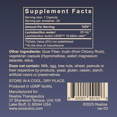 oxiceutics MyReuteri 10Billion capsules offer travel-friendly gut balance on the go.