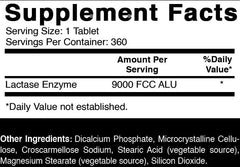 Close-up of Oxify lactase enzyme tablets illustrating dosage strength.