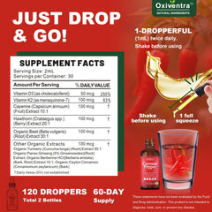 Oxiventra Cayenne Pepper Drops dropper image illustrating easy dosing