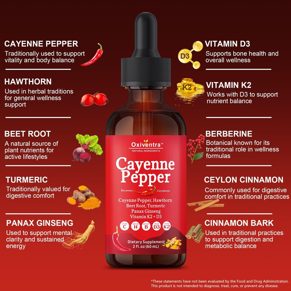 Oxiventra Cayenne Pepper Drops pour setup for quick preparation