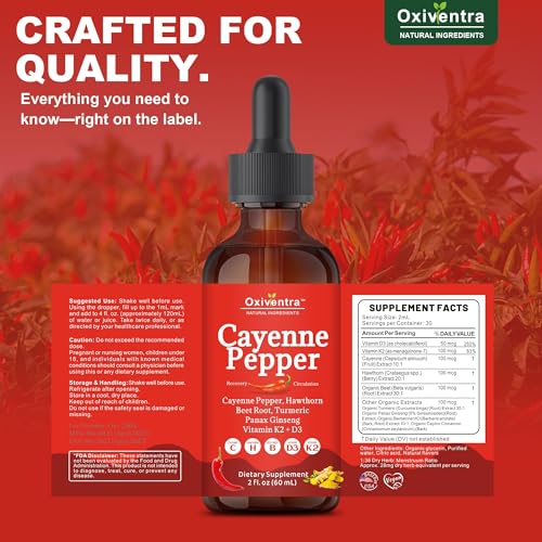 Oxiventra Cayenne Pepper Drops two-bottle set for convenient daily supply