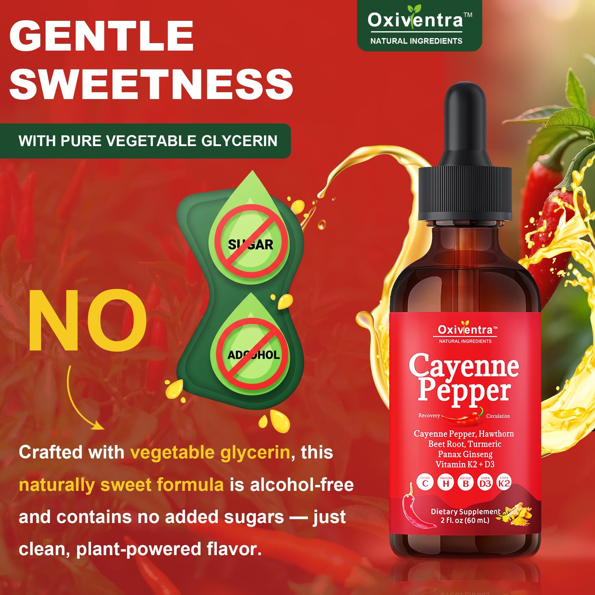 Oxiventra Cayenne Pepper Drops USA-made with non-GMO ingredients