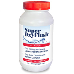 Oxygen America Super OxyFlush bottle label showcases premium clean formula for gentle detox