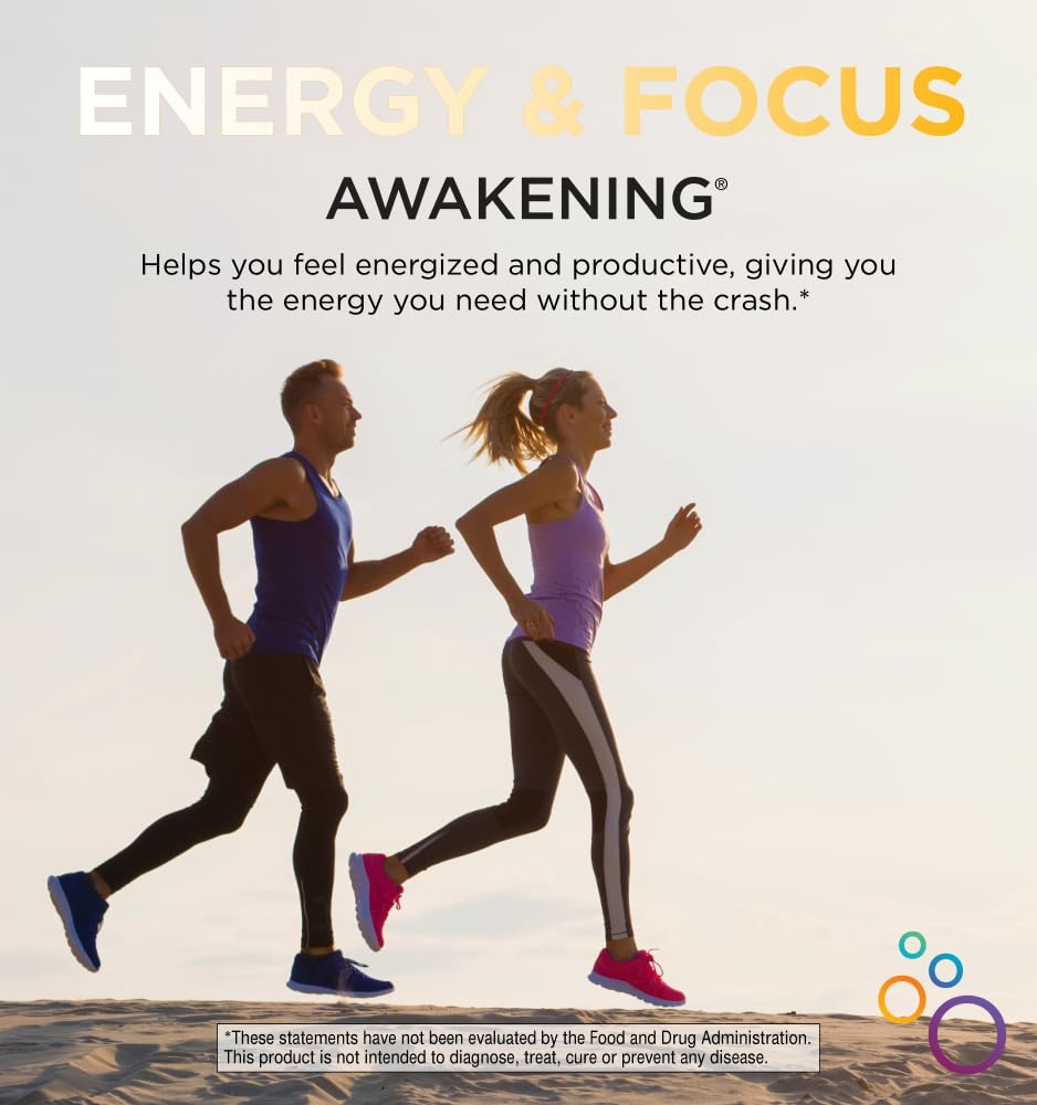 Oxygen Nutrition Awakening fast-acting concept suggesting 30-minute focus on cue.