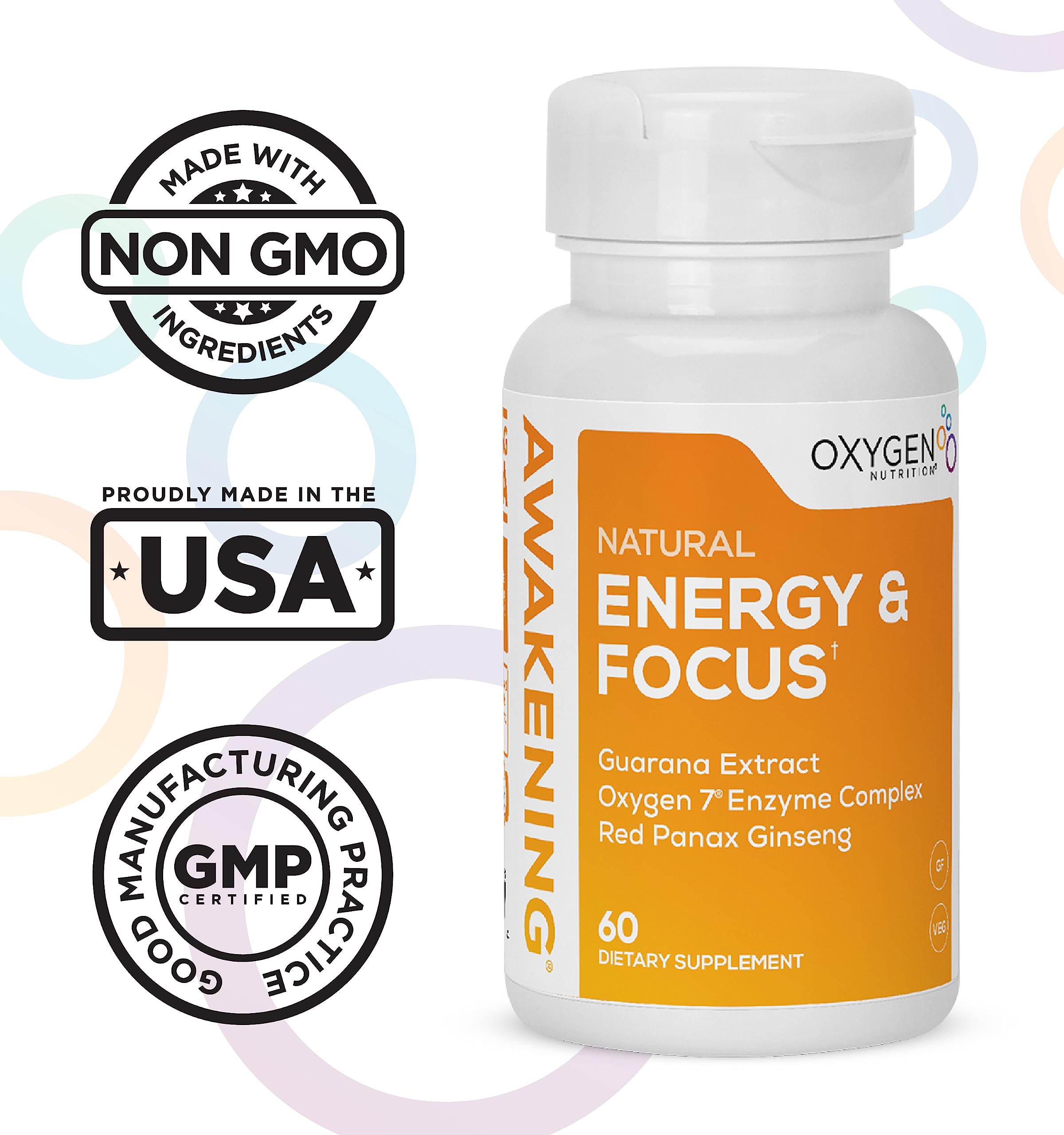 Oxygen Nutrition Awakening in study or workout context for sustained energy.