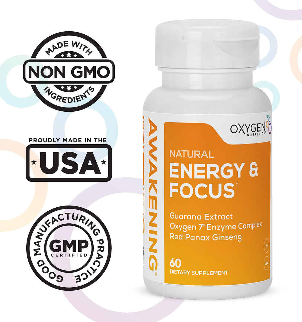 Oxygen Nutrition Awakening in study or workout context for sustained energy.
