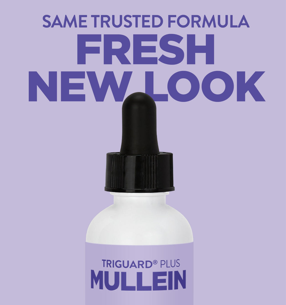 Oxygen Nutrition TriGuard Mullein Plus bottle back view displaying ingredients and alcohol-free formula.