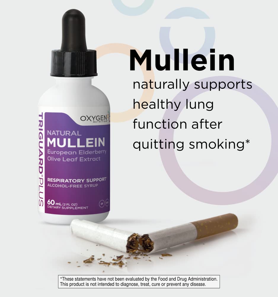 Oxygen Nutrition TriGuard Mullein Plus kid-friendly liquid format shown with family use.