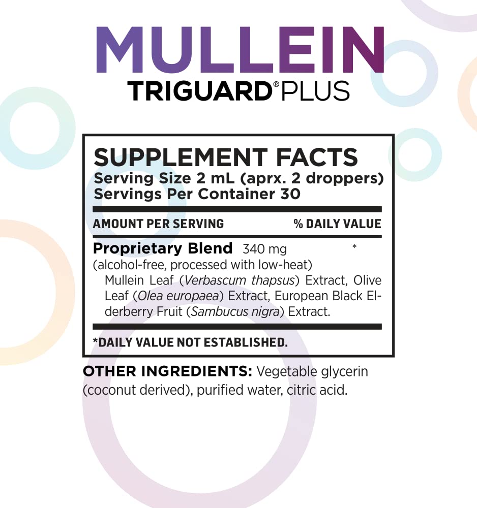 Oxygen Nutrition TriGuard Mullein Plus measuring bottle illustrating precise dosing.