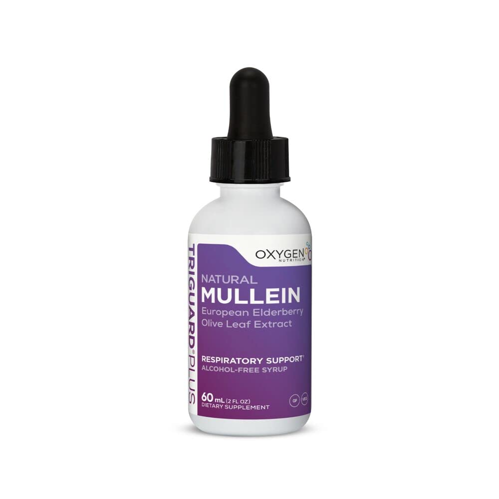 Oxygen Nutrition TriGuard Mullein Plus tincture pour demonstrates simple daily dosing.
