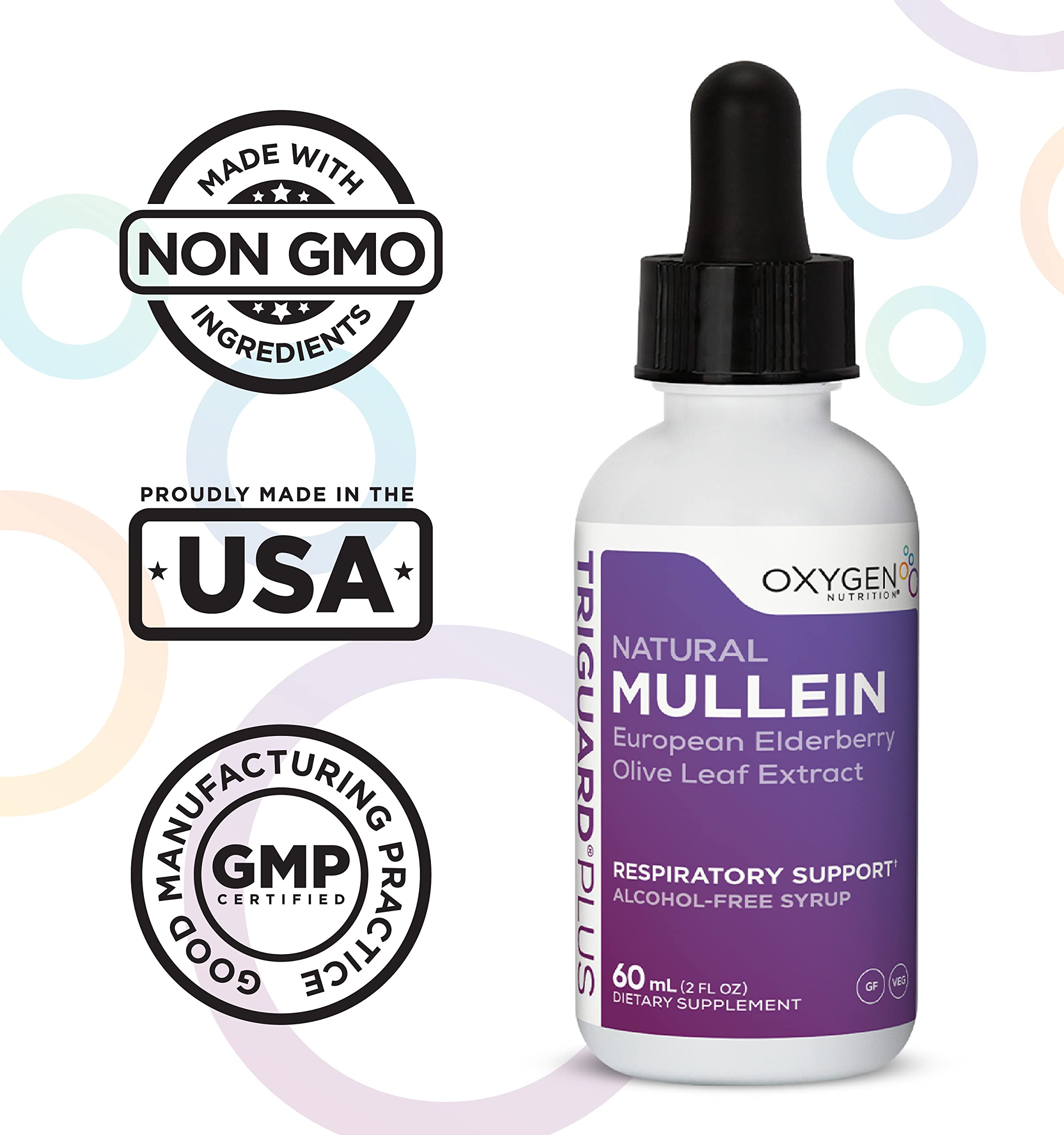 Oxygen Nutrition TriGuard Mullein Plus bottle label emphasizes 30 servings per bottle.