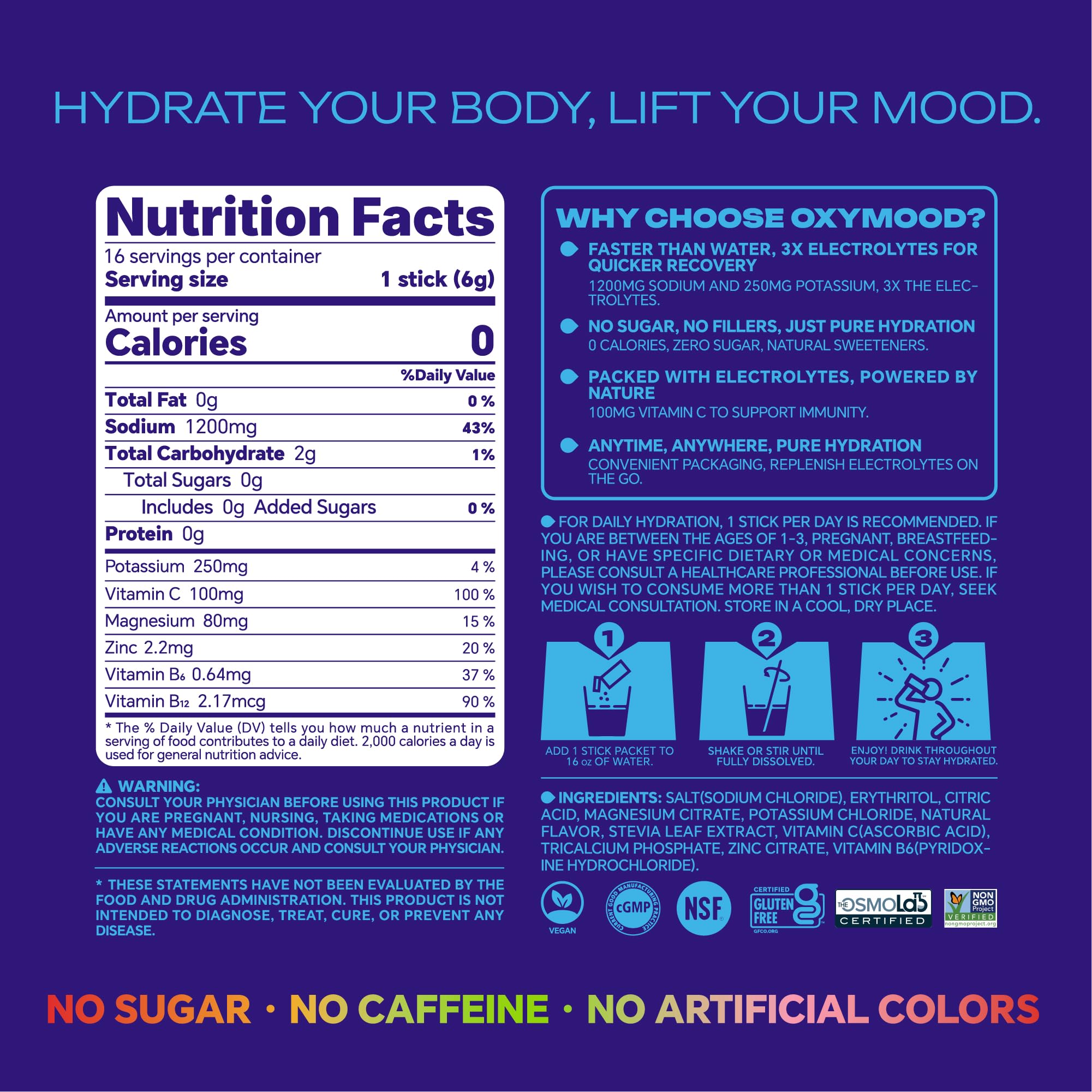 OXYMOOD no sugar hydration option for daily refreshment