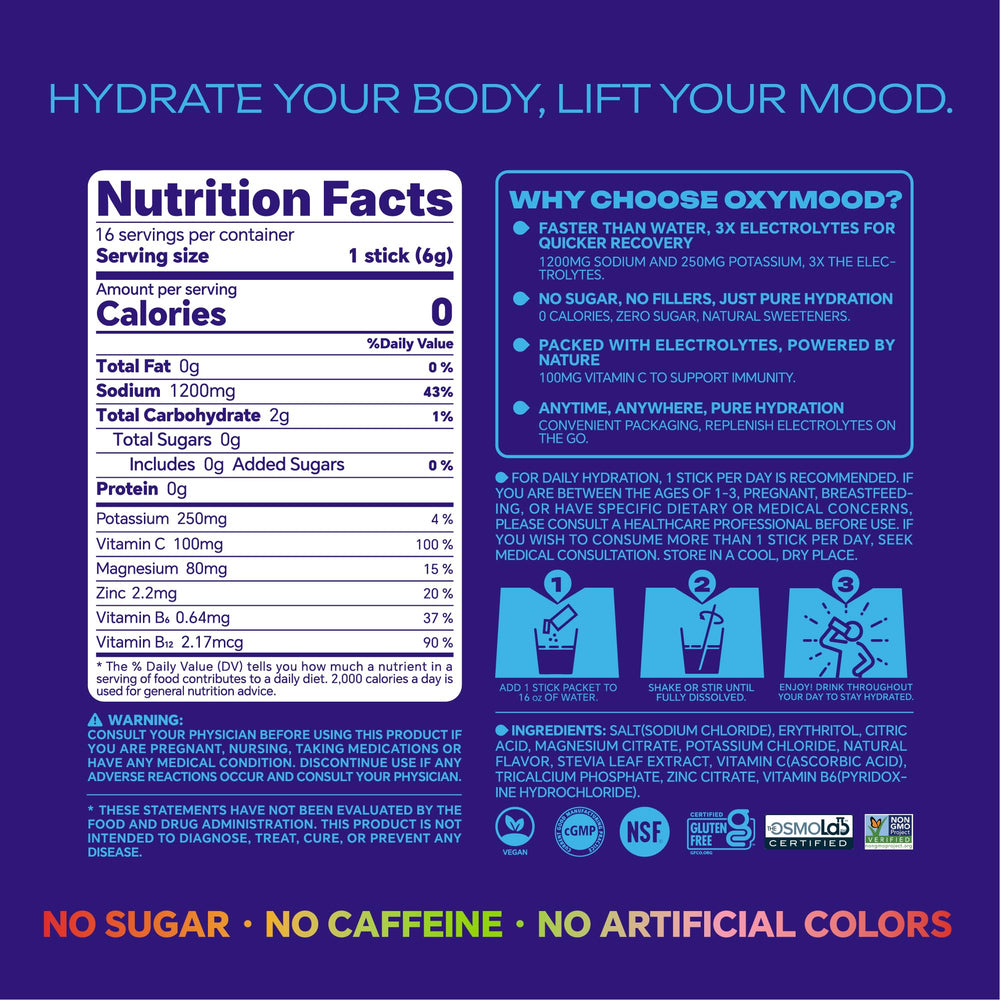 OXYMOOD no sugar hydration option for daily refreshment