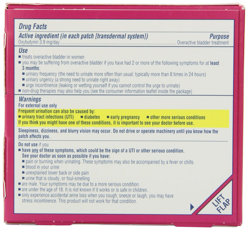 Oxytrol for Women patch on hip offers discreet wear during daily activities.