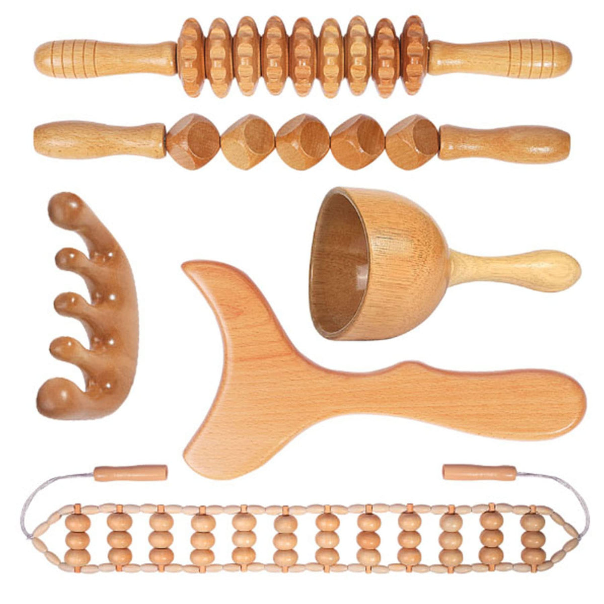 OYAMEQICH wood therapy 9-wheel stick for targeted body shaping and drainage support