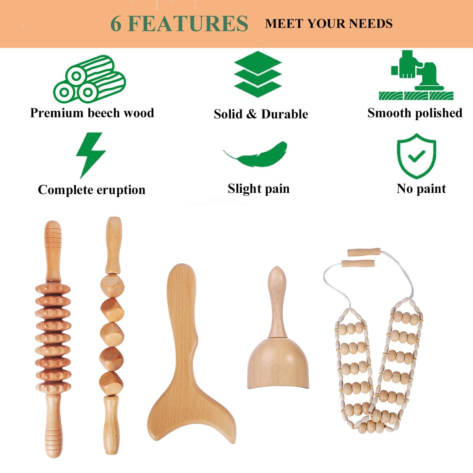 OYHMC Wood Massage Roller Rope eases back and shoulder tension.