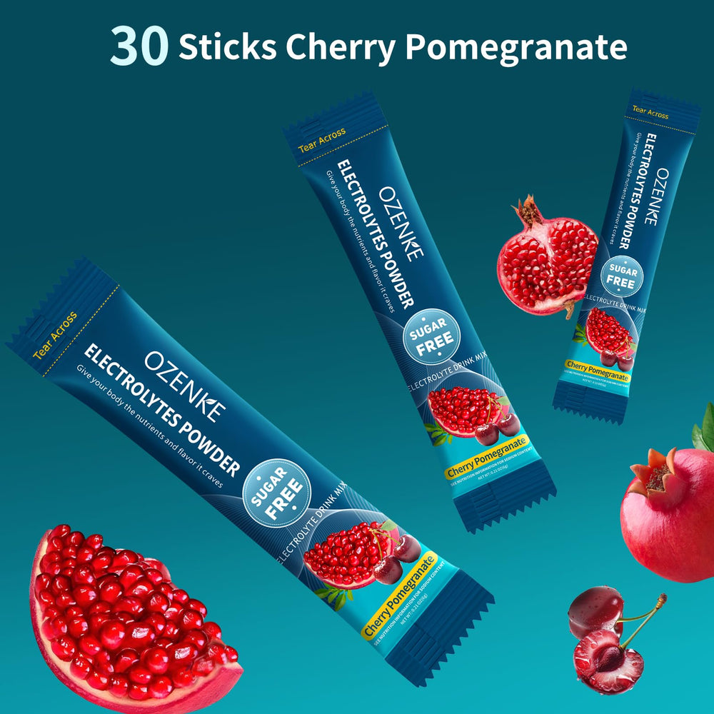 OZENKE 30-stick pack showcases portable, sugar-free hydration for travel or workouts.