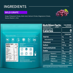 OZENKE grape packet dissolving in water for easy hydration during activity.