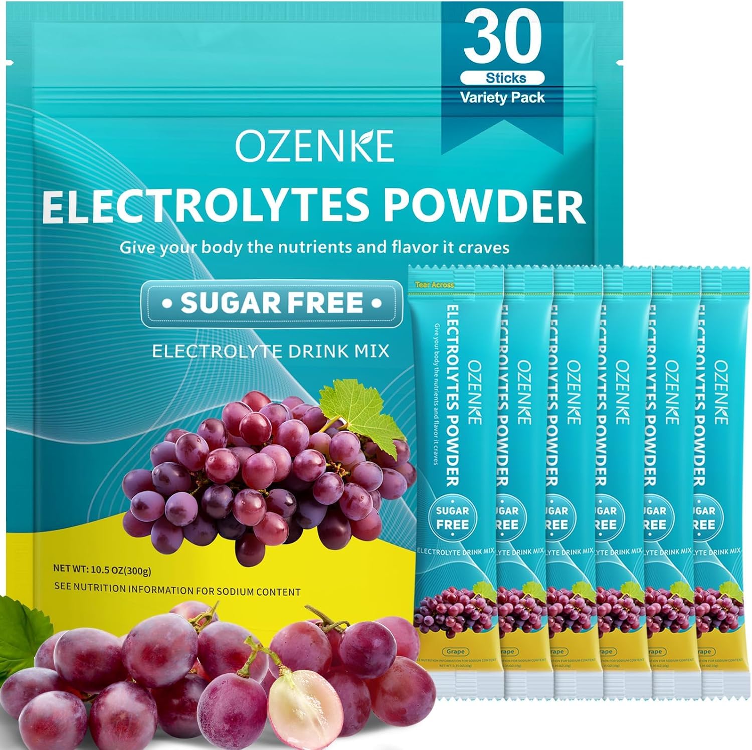 OZENKE grape electrolyte stick ready for quick post-workout hydration.