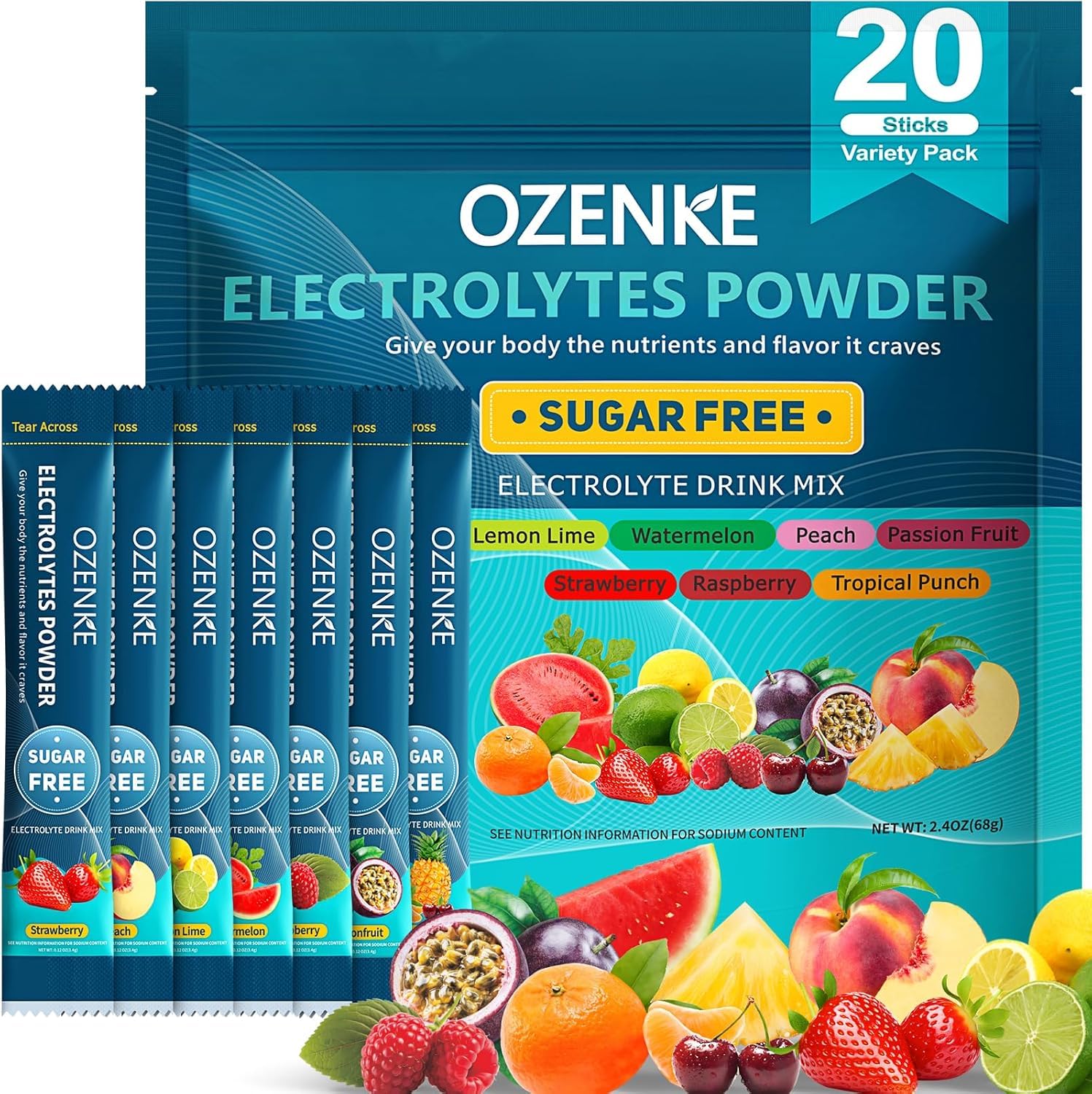 OZENKE Lemon Lime electrolytes stick for zero calorie hydration on the go
