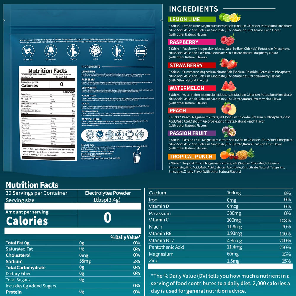 OZENKE Watermelon electrolytes stick supporting sugar free hydration during workouts