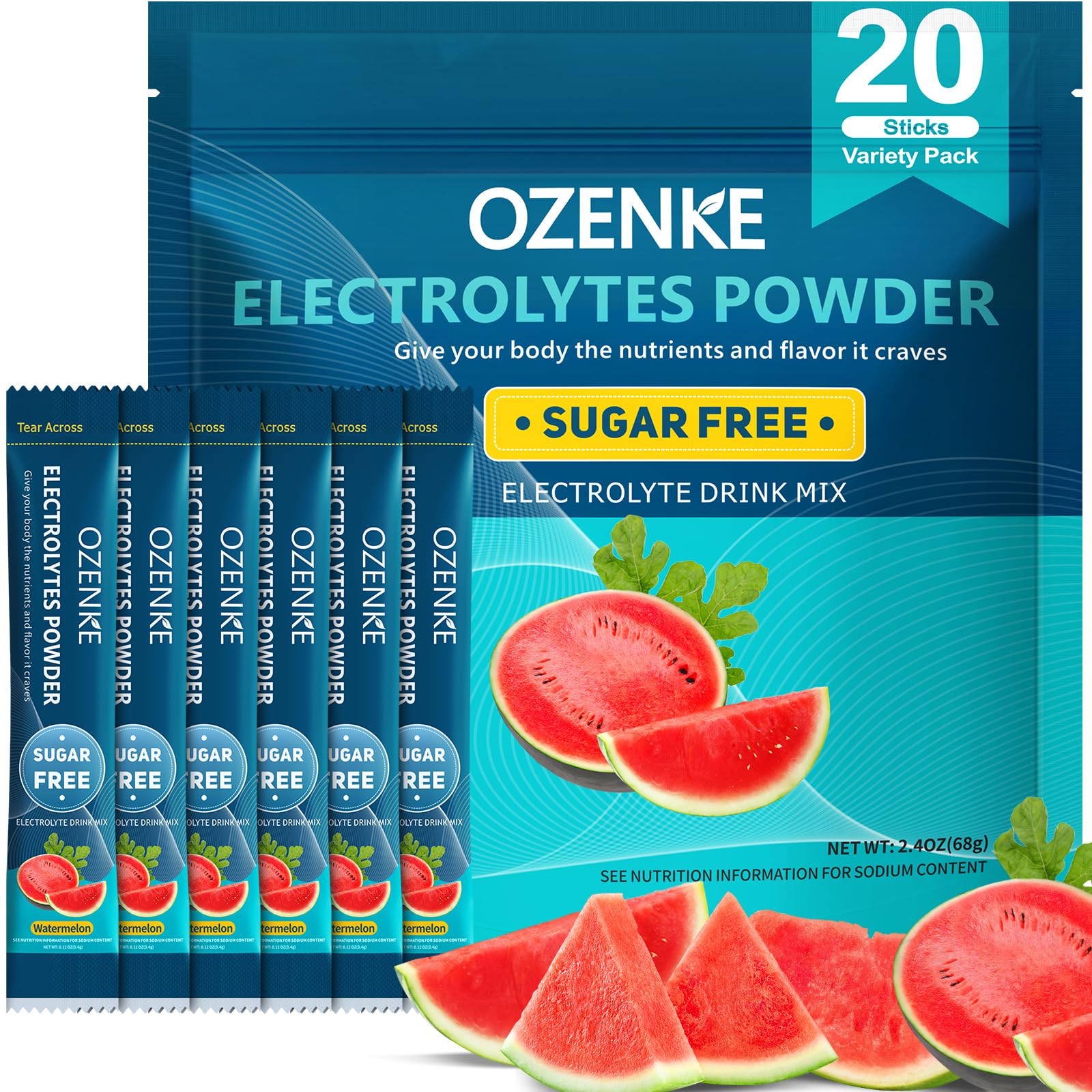 OZENKE Watermelon Electrolyte Stick close-up for quick hydration after workouts.
