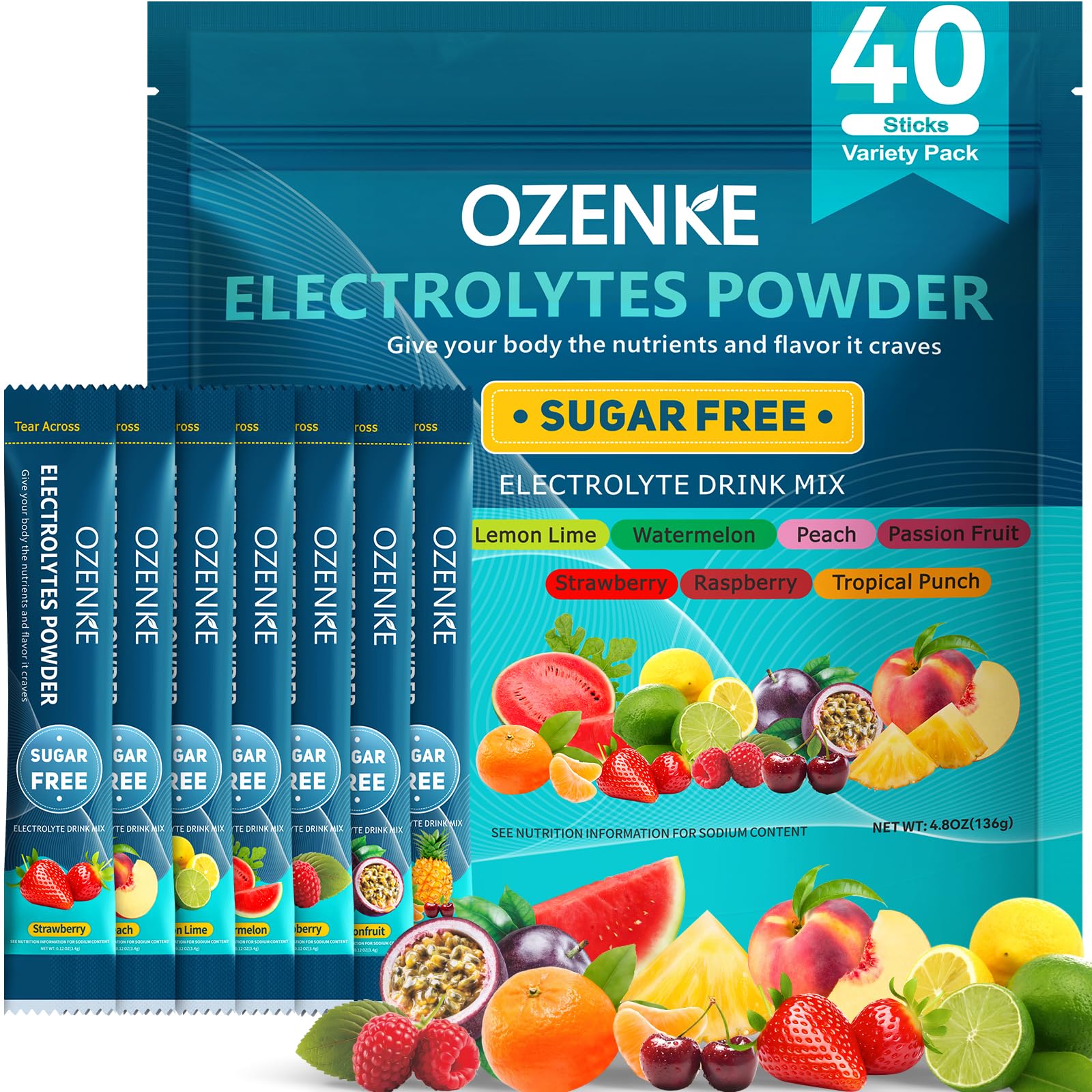 OZENKE lemon lime electrolyte packet for quick hydration and refreshing flavor