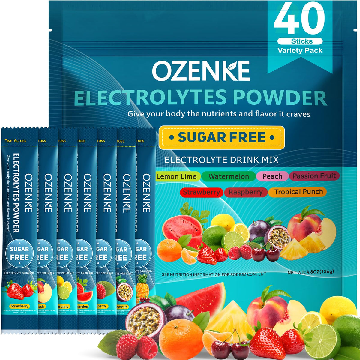 OZENKE lemon lime electrolyte packet for quick hydration and refreshing flavor