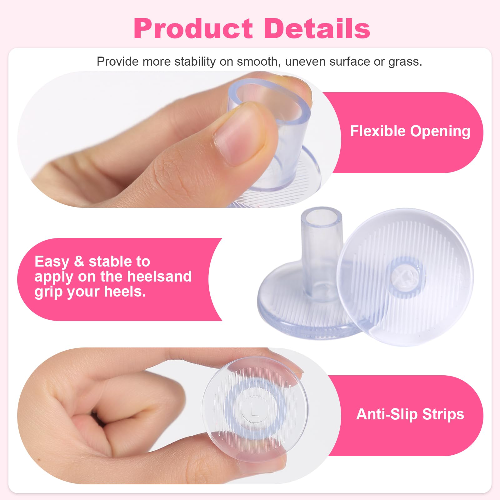 OZIO clear heel cups reducing noise and protecting shoes with durable rubber