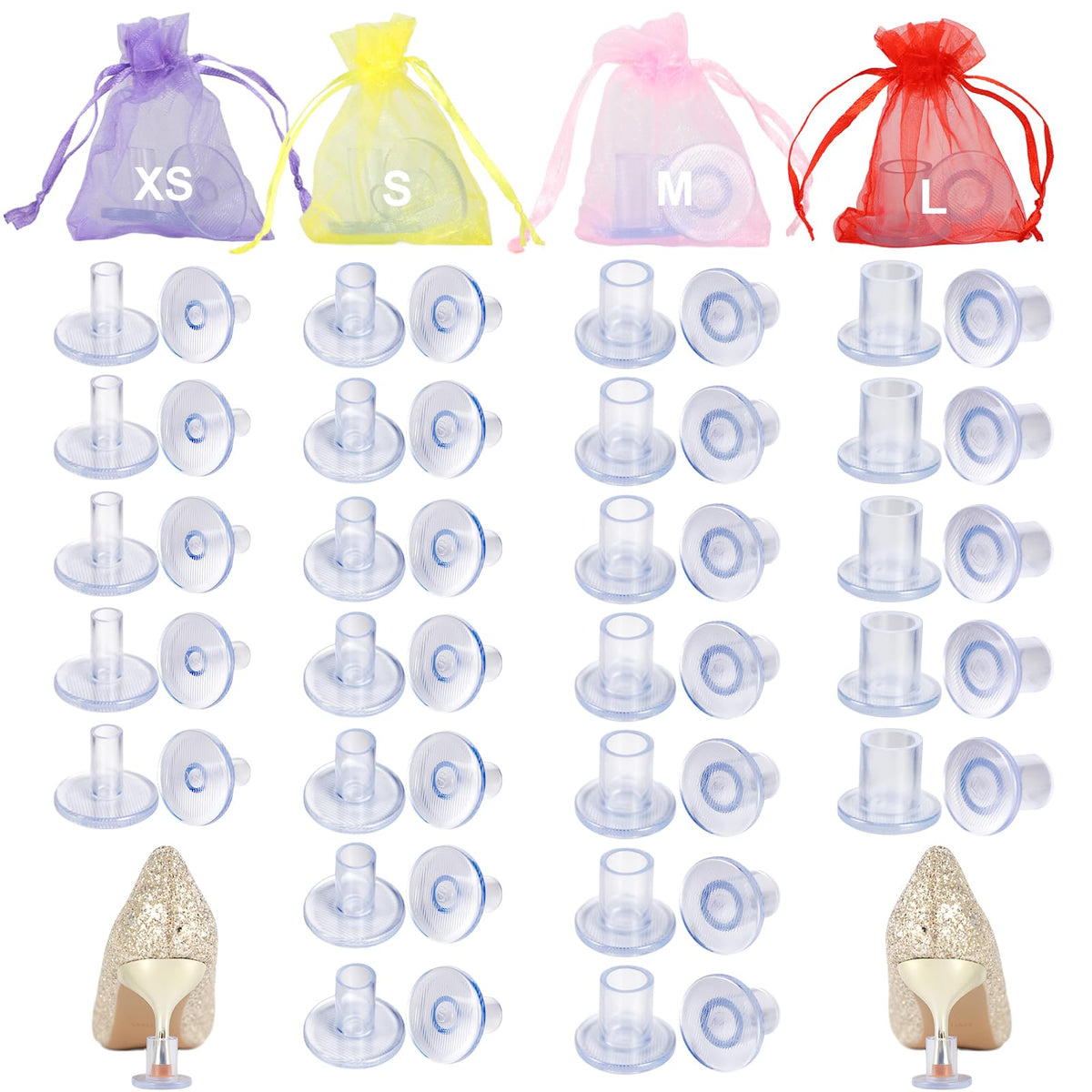 OZIO 24-pairs heel protectors clear cups on shoes for discreet protection and stability
