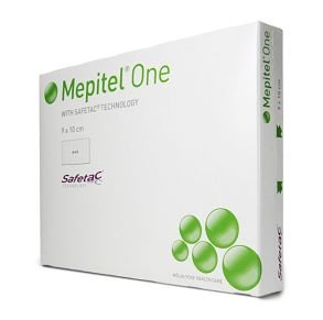 P. Mepitel One 2x3 packaging shows 10 dressings for atraumatic wound care