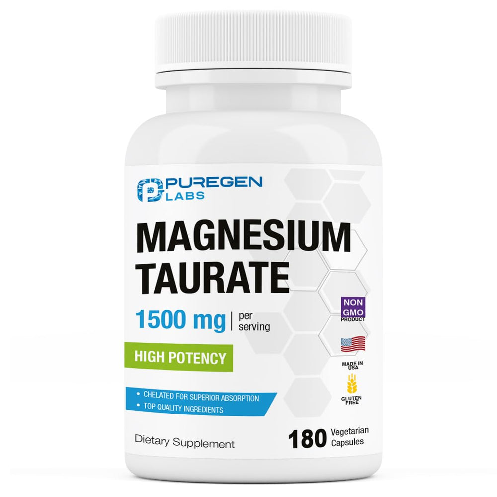 P Puregen Labs Magnesium Taurate bottle front view for easy daily use