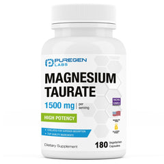 P Puregen Labs Magnesium Taurate bottle front view for easy daily use