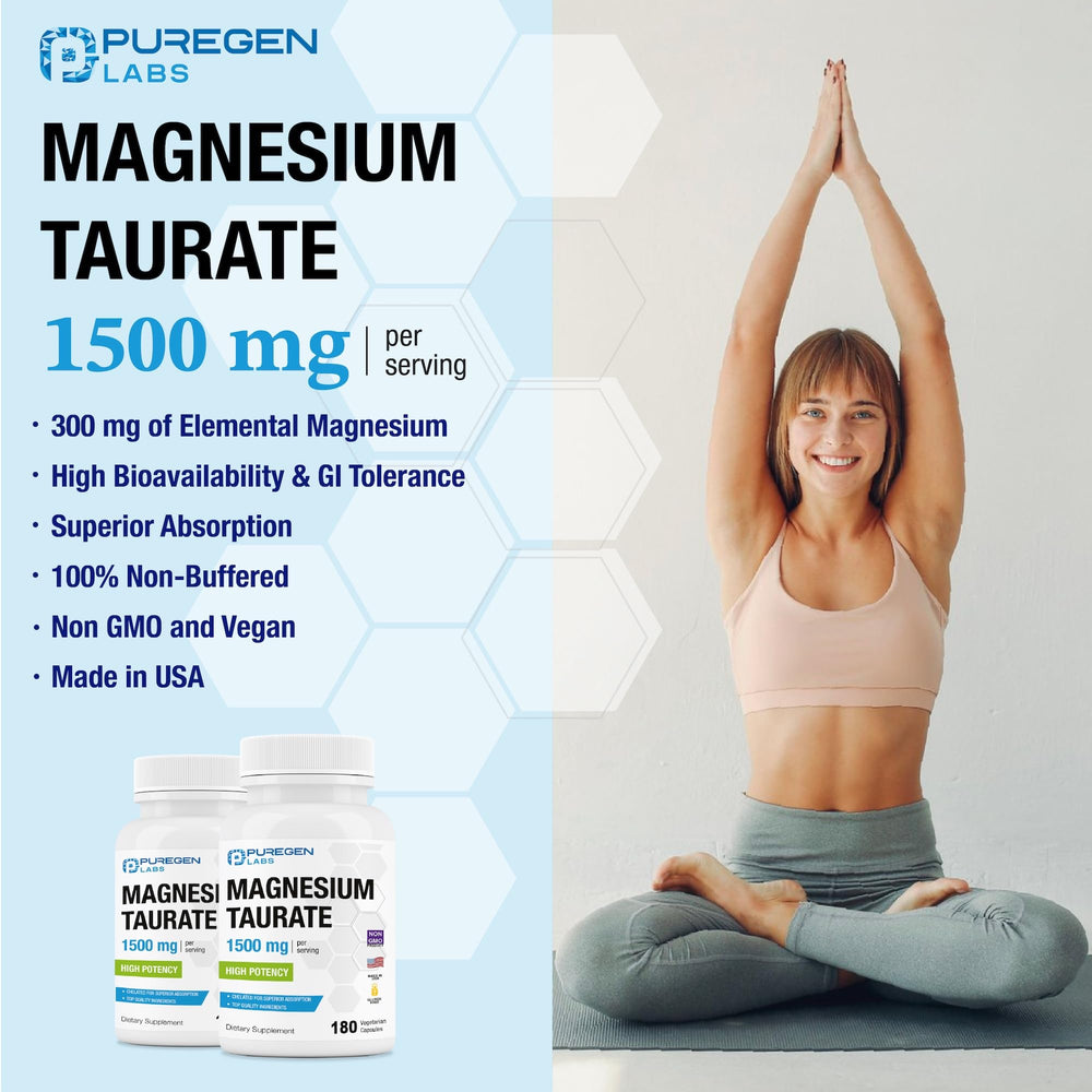 P Puregen Labs Magnesium Taurate USA-made seal confirms domestic production