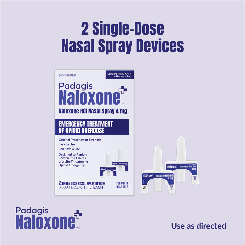 Padagis Naloxone HCI Nasal Spray dispensing action demonstrated