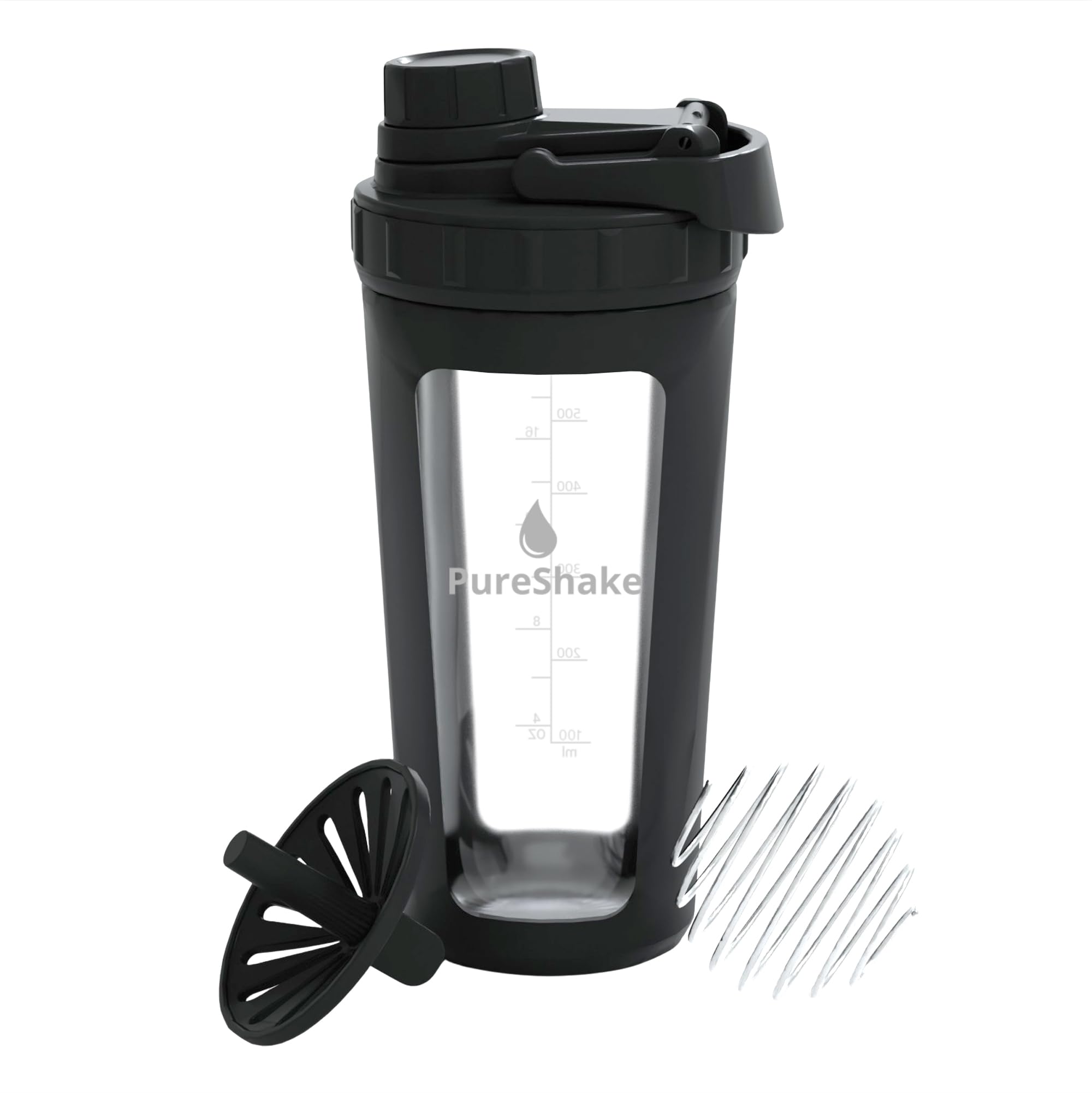Paddi glass shaker bottle 20 oz with odorless glass for clean shakes.