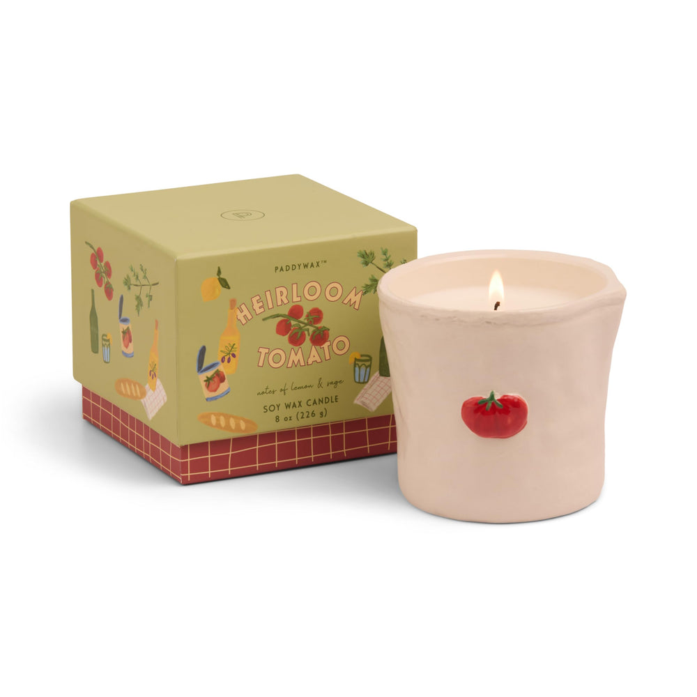 Paddywax Bistro hand-painted ceramic jar candle enhances ambiance with decorative flair and clean burn.