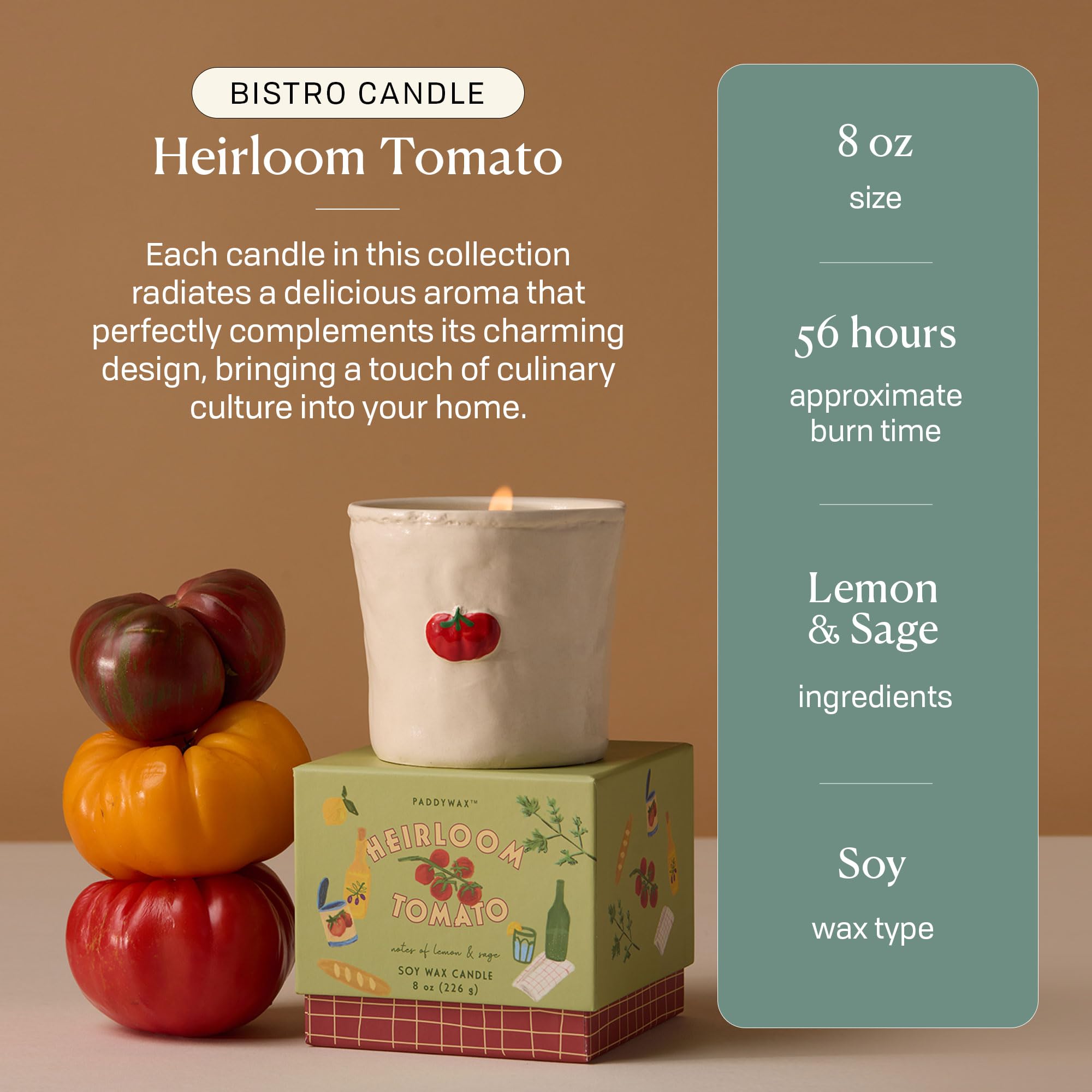 Paddywax Bistro 56-hour burn soy candle delivers long-lasting fragrance in a stylish jar.