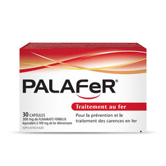Palafer label nutrition details highlight ferrous fumarate content.