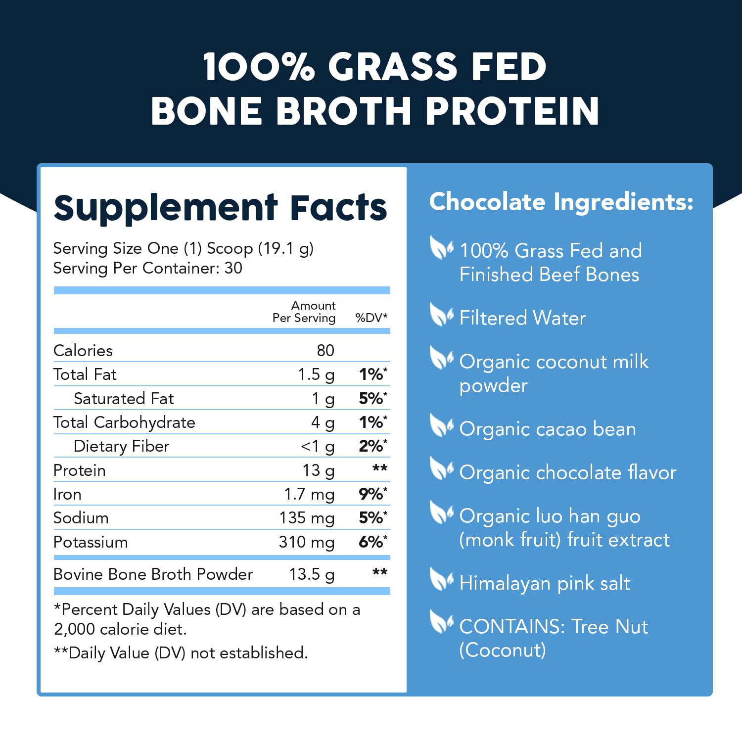 Open Paleovalley beef bone broth protein powder tub highlighting gluten-free, non-GMO quality