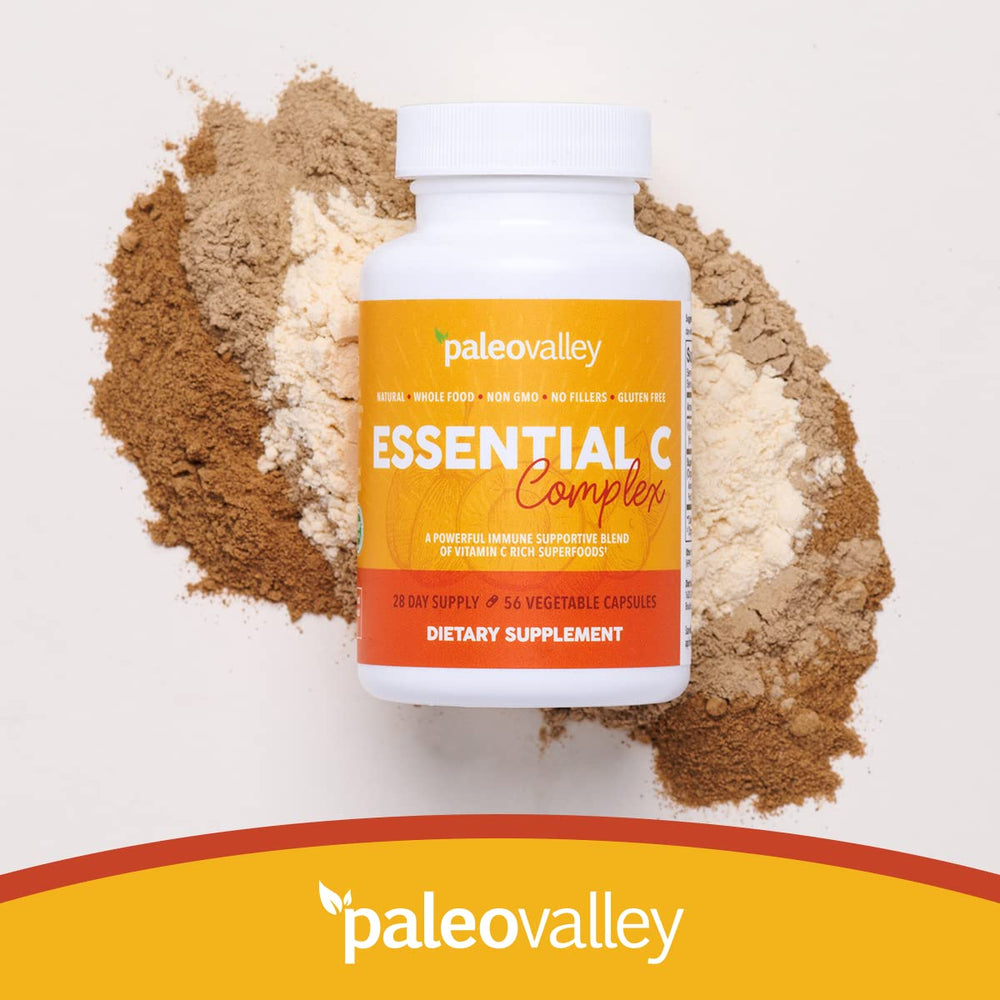 Paleovalley Essential C Complex USA made bottle with 450 mg serving information