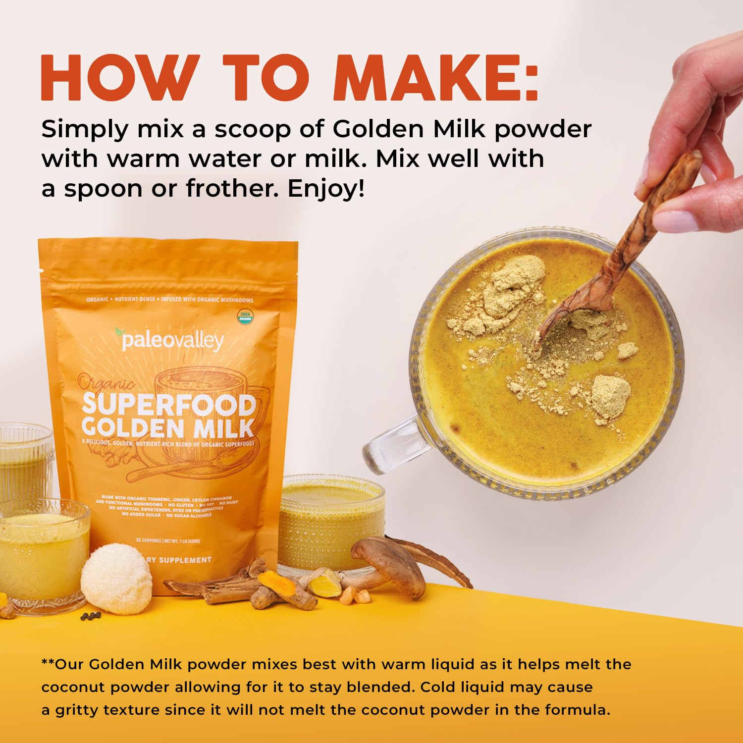 Paleovalley Golden Milk jar glowing with spice blend.