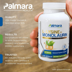 Closeup of Palmara Health capsules highlighting vegan, gluten-free formula.