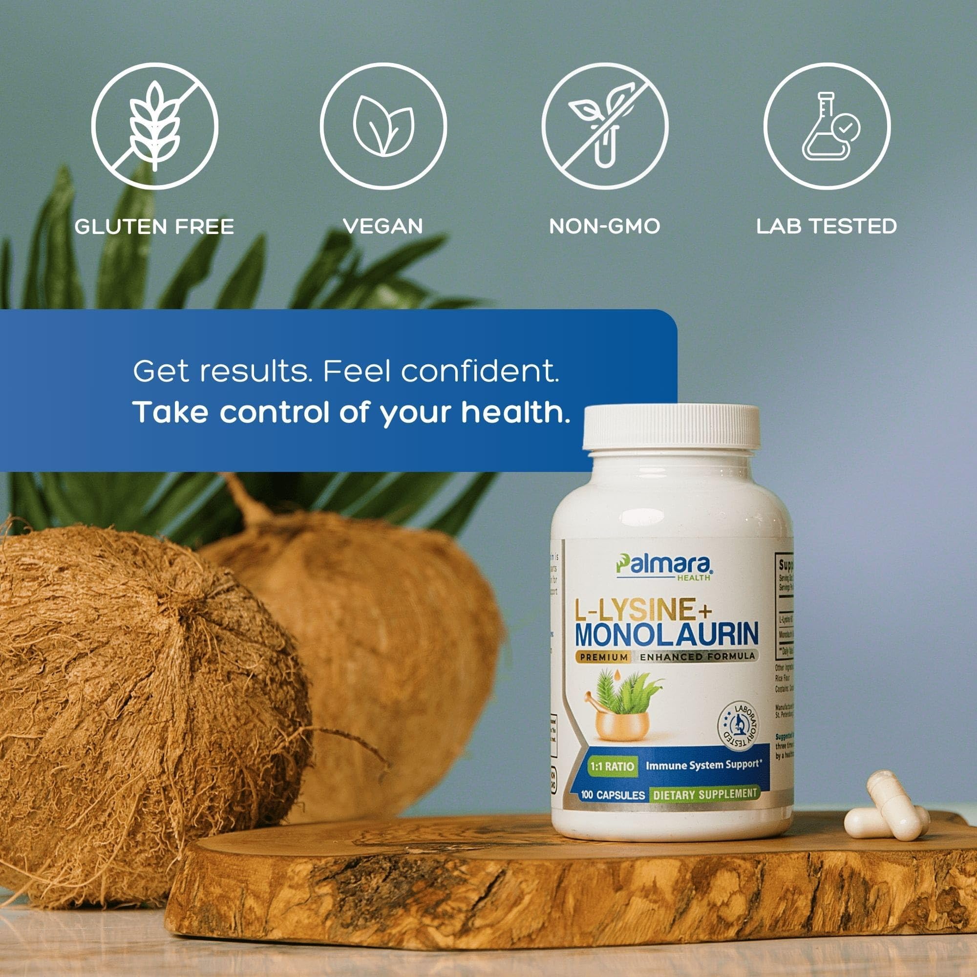Palmara Health label on bottle emphasizes clean label with no artificial additives.
