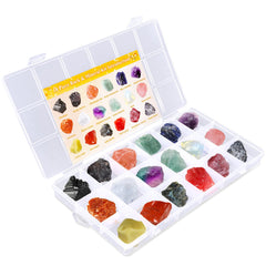 Pamonrueer 18pcs raw crystals box for meditation and home decor