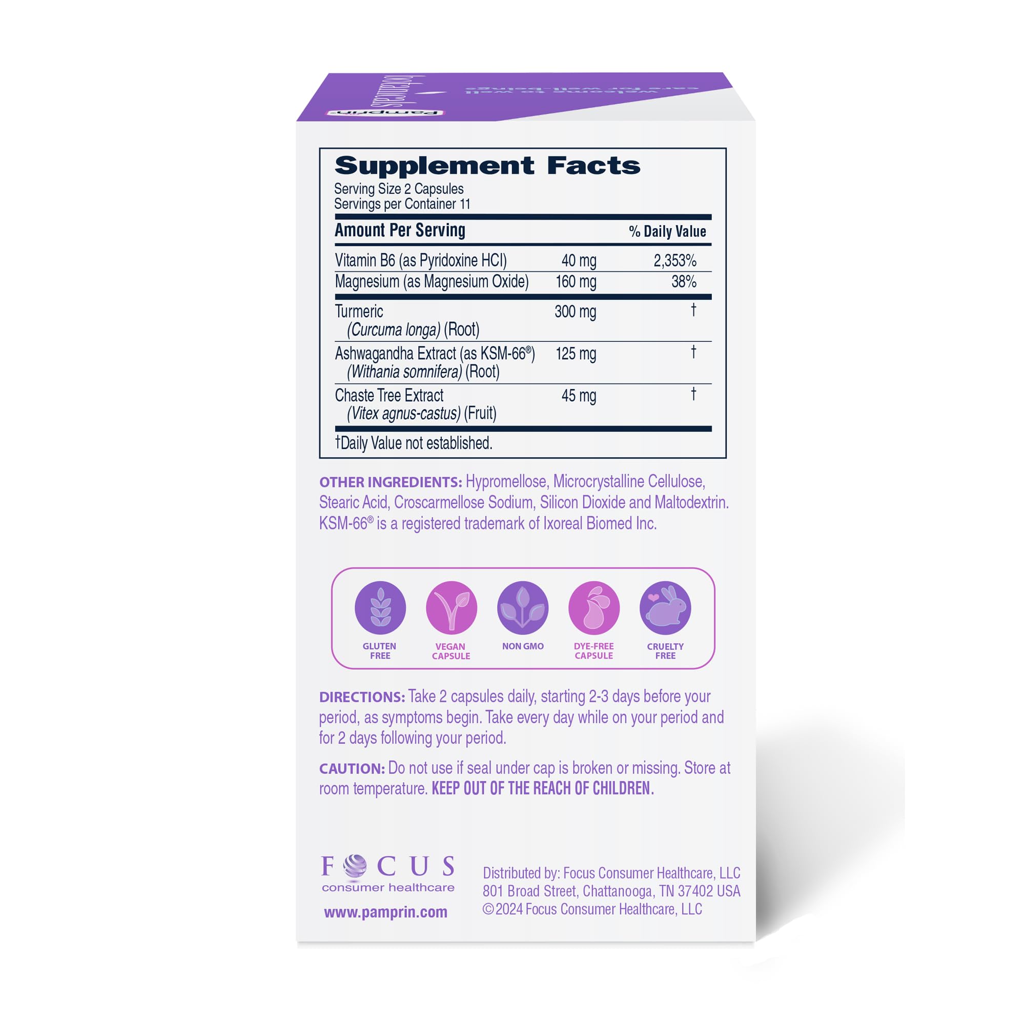 Pamprin Botanicals capsules with turmeric for period use