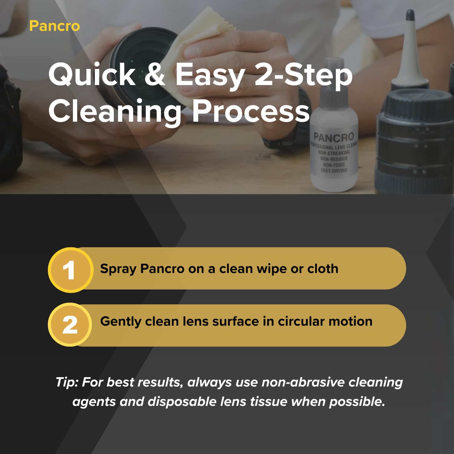 Pancro sunglasses cleaner compact bottle fits in bag or pocket
