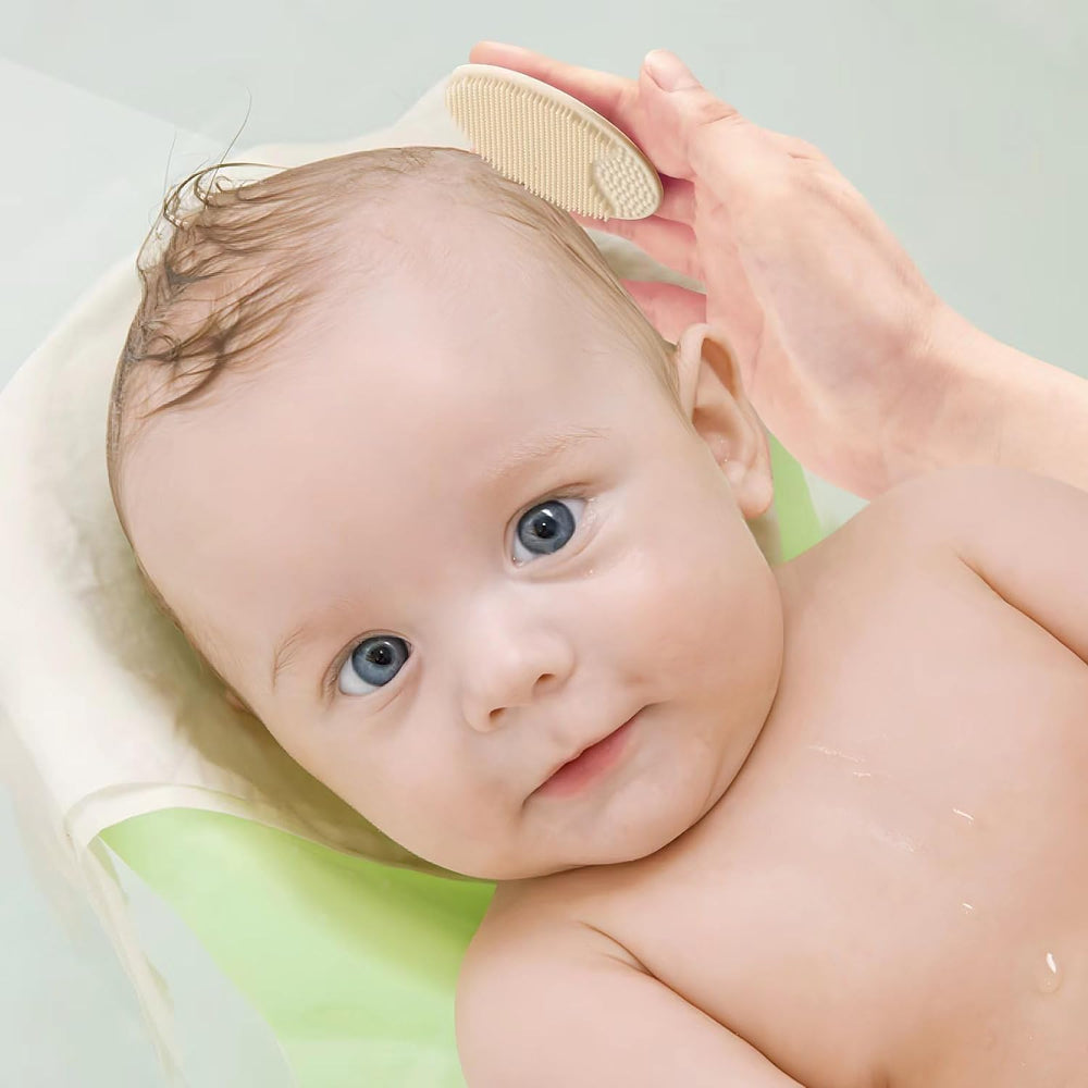 PandaEar silicone bath brush pink with soft bristles for thorough bath time cleansing