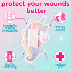 Panelee cartoon unicorn bandages featuring detailed colorful patterns